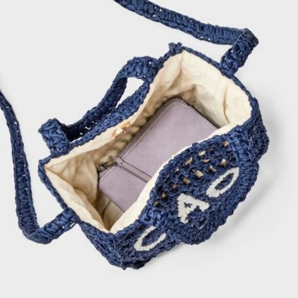 NEW Top Handle Crochet Tote Handbag - Universal Thread™ CIAO Navy - Picture 4 of 7